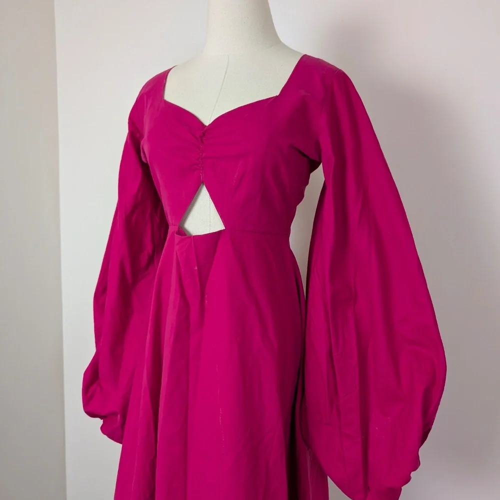 Handmade Puff Sleeve Dress Midi Size S Long sleeve - Picture 4 of 14